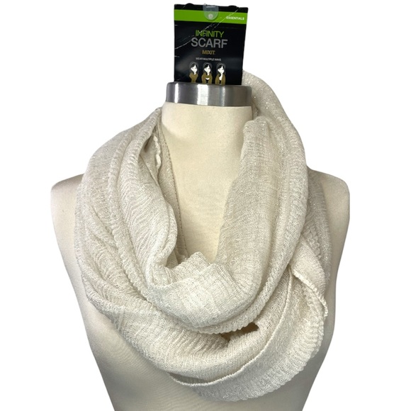 Sparkle Cream Silver Infinity Scarf Gorgeous Ivory & Silver Fashion Scarf - Picture 2 of 14